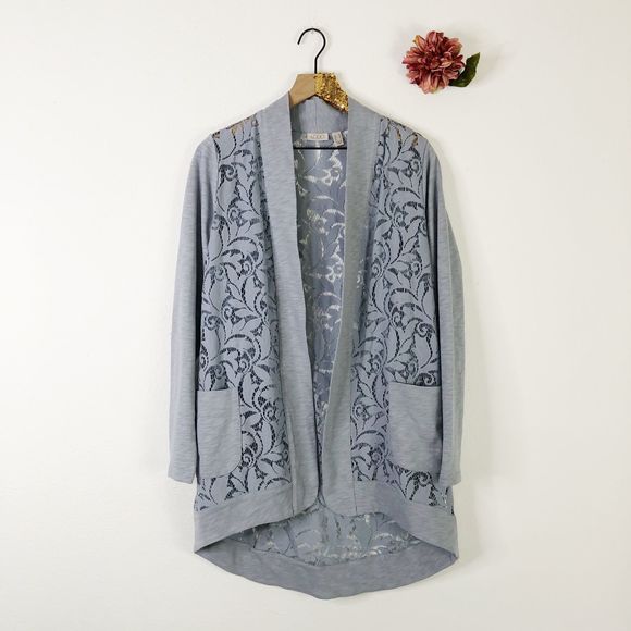 LOGO by Lori Goldstein Sweaters - LORI GOLDSTEIN Slub Lace Cardigan